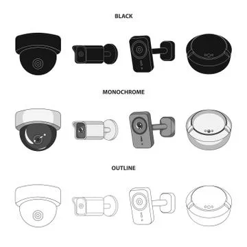 Isolated object of cctv and camera logo. Collection of cctv and system stock Stock Illustration
