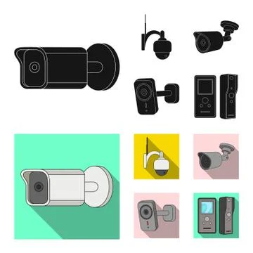 Isolated object of cctv and camera logo. Set of cctv and system stock symbol for Stock Illustration