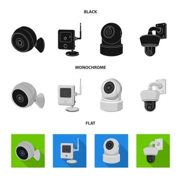 Isolated object of cctv and camera logo. Set of cctv and system stock symbol for 스톡 일러스트