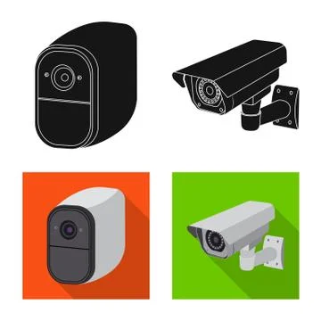 Isolated object of cctv and camera logo. Collection of cctv and system stock Stock Illustration