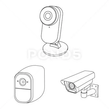 Isolated object of cctv and camera logo. Set of cctv and system stock vector Stock Illustration