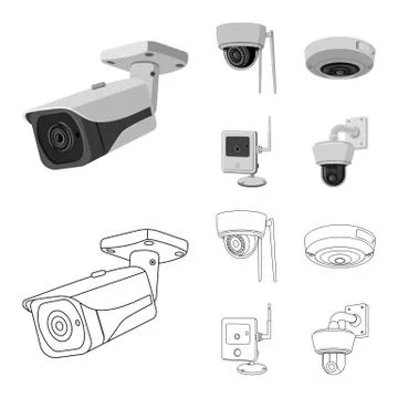 Isolated object of cctv and camera symbol. Collection of cctv and system stock Stock Illustration