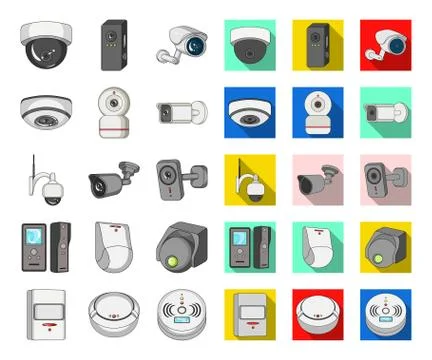 Isolated object of cctv and camera sign. Set of cctv and system vector icon for Stock Illustration
