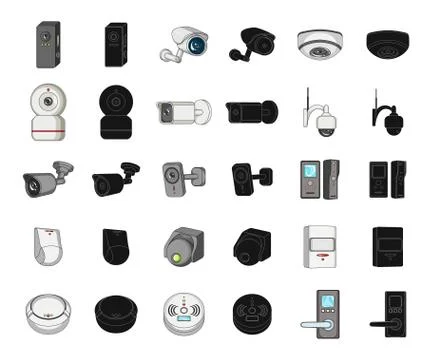 Isolated object of cctv and camera sign. Set of cctv and system vector icon for Stock Illustration