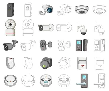 Isolated object of cctv and camera sign. Set of cctv and system vector icon for Stock Illustration