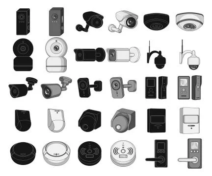 Isolated object of cctv and camera sign. Set of cctv and system vector icon for Stock Illustration
