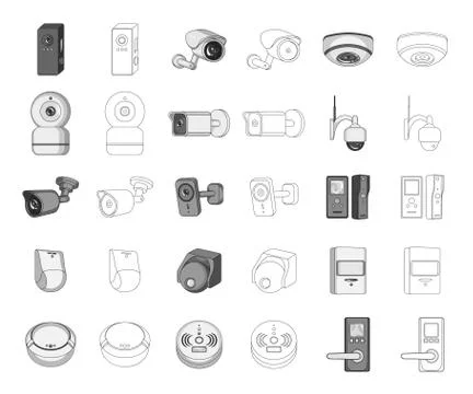 Isolated object of cctv and camera sign. Set of cctv and system vector icon for Illustrazione stock