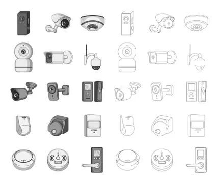 Isolated object of cctv and camera sign. Set of cctv and system vector icon for Illustrazione stock