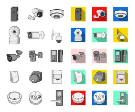 Isolated object of cctv and camera sign. Set of cctv and system vector icon for Stock Illustration