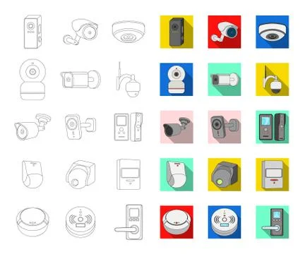 Isolated object of cctv and camera sign. Set of cctv and system vector icon for Stock Illustration