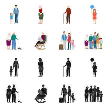 Isolated object of character and avatar icon. Set of character and portrait Stock Illustration