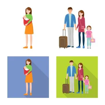 Isolated object of character and avatar sign. Set of character and portrait Stock Illustration