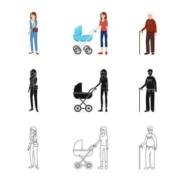 Isolated object of character and avatar symbol. Collection of character and Stock Illustration