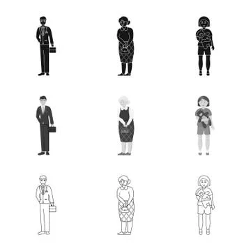 Isolated object of character and avatar logo. Set of character and portrait Stock Illustration