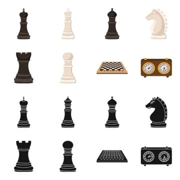 Isolated object of checkmate and thin symbol. Set of checkmate and target vector Stock Illustration