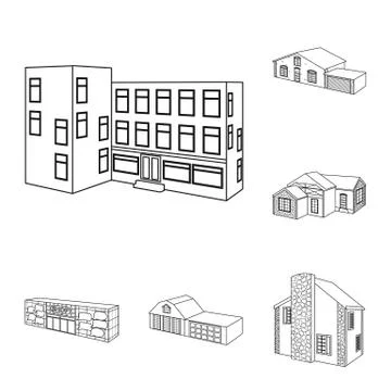 Isolated object of city and construction symbol. Set of city and estate stock 스톡 일러스트