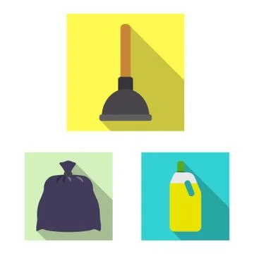 Isolated object of cleaning and service logo. Set of cleaning and household Stock Illustration