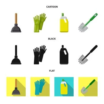 Isolated object of cleaning and service logo. Set of cleaning and household Illustration
