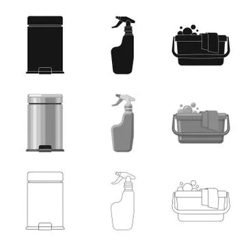Isolated object of cleaning and service logo. Set of cleaning and household Illustration