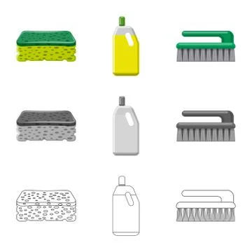 Isolated object of cleaning and service logo. Set of cleaning and household Illustration