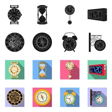 Isolated object of clock and time symbol. Set of clock and circle stock symbol Illustrazione stock