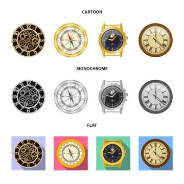 Isolated object of clock and time symbol. Set of clock and circle stock vector Stock Illustration