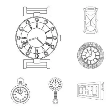 Isolated object of clock and time symbol. Collection of clock and circle vector Stock Illustration