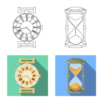 Isolated object of clock and time symbol. Collection of clock and circle stock Stock Illustration