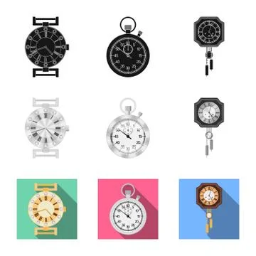 Isolated object of clock and time icon. Set of clock and circle vector icon for Illustrazione stock