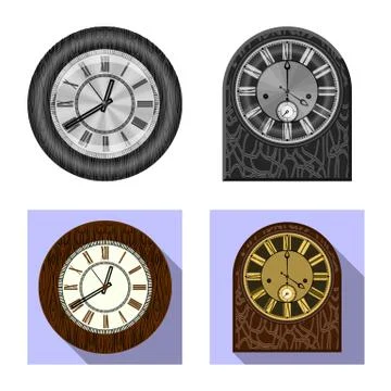 Isolated object of clock and time logo. Collection of clock and circle stock Stock Illustration