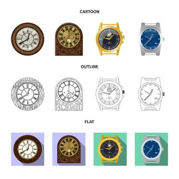 Isolated object of clock and time logo. Collection of clock and circle stock Stock Illustration