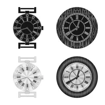 Isolated object of clock and time sign. Set of clock and circle stock symbol for Stock Illustration