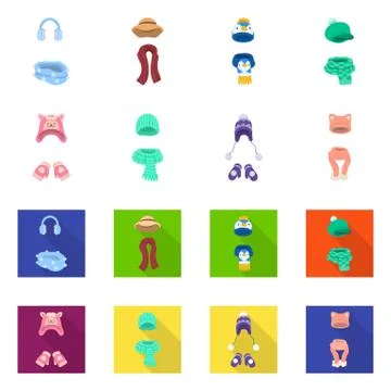 Isolated object of clothes and texture logo. Set of clothes and weather stock Stock Illustration