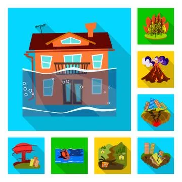 Isolated object of collapse and environment logo. Collection of collapse and Stock Illustration