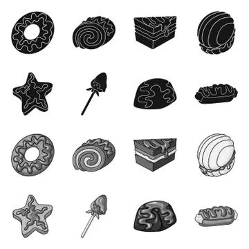 Isolated object of confectionery and culinary sign. Collection of confectionery Stock Illustration