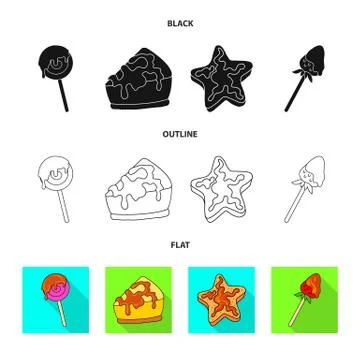 Isolated object of confectionery and culinary icon. Set of confectionery and Stock Illustration