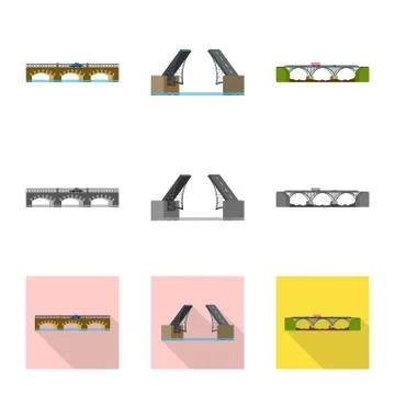 Isolated object of connection and design logo. Collection of connection and side Stock Illustration