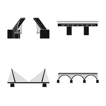 Isolated object of construct and side icon. Set of construct and bridge stock Stock Illustration