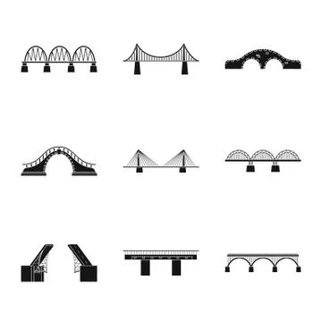 Isolated object of construct and side sign. Collection of construct and bridge Stock Illustration