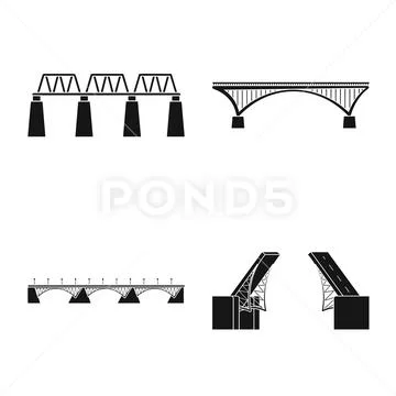Isolated object of construct and side icon. Set of construct and bridge stock Stock Illustration