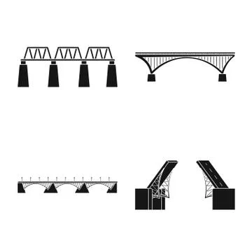 Isolated object of construct and side icon. Set of construct and bridge stock Illustrazione stock