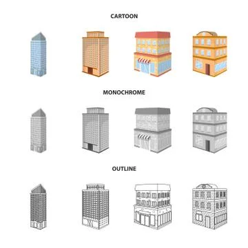 Isolated object of construction and building logo. Set of construction and Illustrazione stock