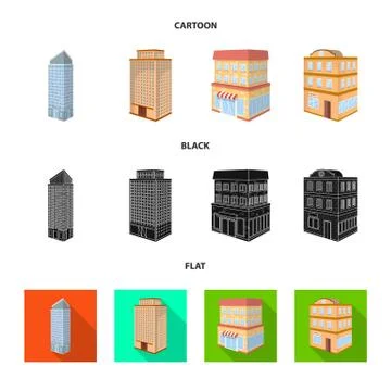 Isolated object of construction and building icon. Set of construction and 스톡 일러스트