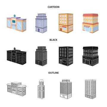 Isolated object of construction and building icon. Set of construction and 스톡 일러스트