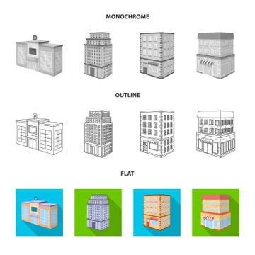 Isolated object of construction and building logo. Set of construction and Illustrazione stock