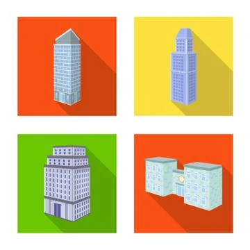 Isolated object of construction and building icon. Set of construction and 스톡 일러스트