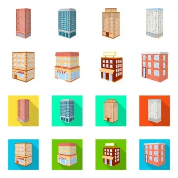 Isolated object of construction and building icon. Set of construction and 스톡 일러스트