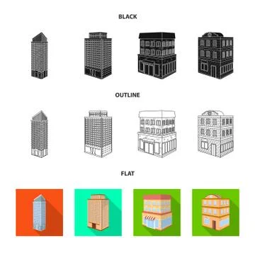 Isolated object of construction and building icon. Set of construction and Stock Illustration