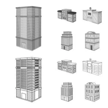 Isolated object of construction and building icon. Set of construction and Stock Illustration