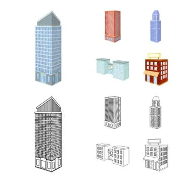 Isolated object of construction and building icon. Set of construction and Illustrazione stock